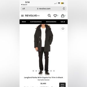 MINT CONDITION: Canada Goose Langford Parka with Coyote Fur Trim. Med, Black